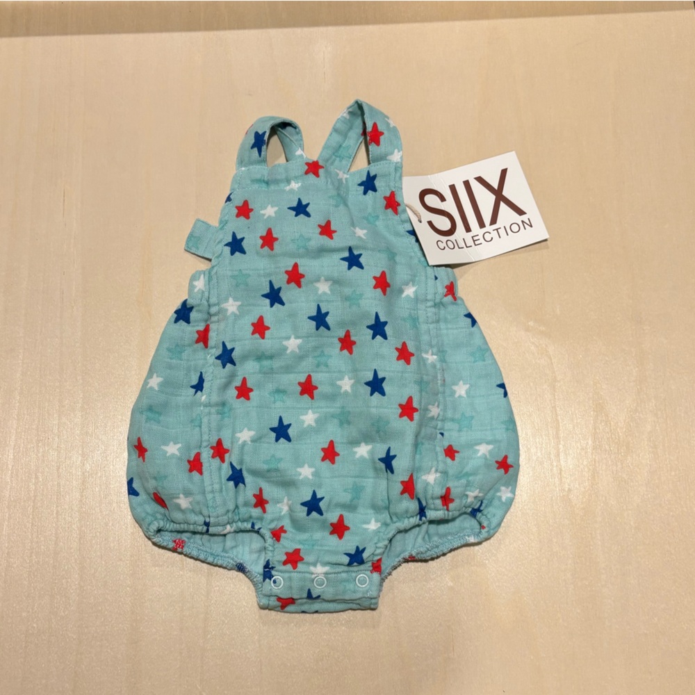 SIIX Organic Cotton Muslin Stars Overalls Romper